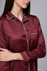Premium Satin Pajamas – Maroon