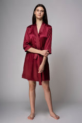 Premium Satin Robe – Maroon