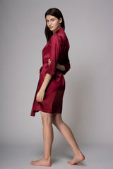 Premium Satin Robe – Maroon