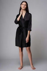 Premium Satin Robe – Black