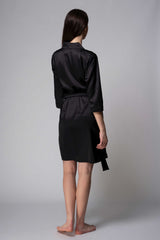 Premium Satin Robe – Black