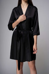 Premium Satin Robe – Black