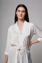 Premium Satin Robe – Pearl White