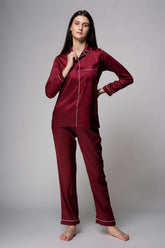 Premium Satin Pajamas – Maroon