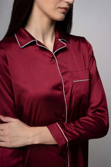 Premium Satin Pajamas – Maroon