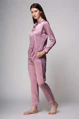 Premium Satin Pajamas with Piping – Oyster Pink
