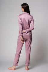 Premium Satin Pajamas with Piping – Oyster Pink