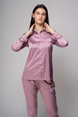 Premium Satin Pajamas with Piping – Oyster Pink
