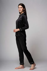Premium Satin Pajamas – Black