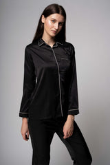 Premium Satin Pajamas – Black