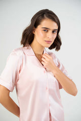 Washable Satin Short Pj Set – Baby Pink