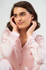 Washable Satin Long Pj Set – Baby Pink