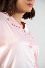 Washable Satin Long Pj Set – Baby Pink