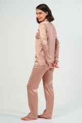 Washable Satin Long Pj Set – Rose Gold