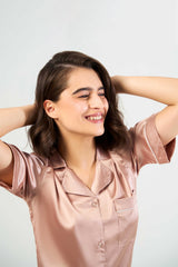 Washable Satin Short Pj Set – Rose Gold