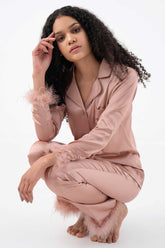 Satin Fur PJ Set – Rose Gold