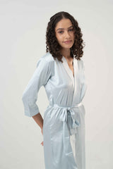 Premium Satin Robe – Ice Blue