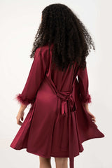 Fur Trimmed Robe – Maroon