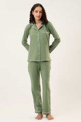Cotton Long PJ Set – Sage Green