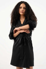 Fur Trimmed Robe – Black