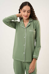 Cotton Long PJ Set – Sage Green