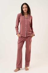 Cotton Long PJ Set – Dusty Rose
