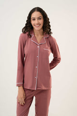 Cotton Long PJ Set – Dusty Rose