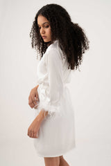 Fur Trimmed Robe – Pearl White