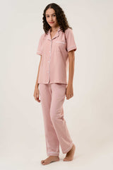 Cotton Short Sleeve & Pant PJ Set – Soft Pink