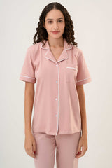 Cotton Short Sleeve & Pant PJ Set – Soft Pink
