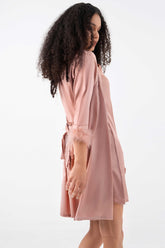 Fur Trimmed Robe – Rose Gold