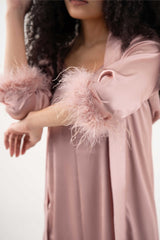Fur Trimmed Robe – Rose Gold