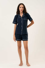 Cotton Short PJ Set – Midnight Blue