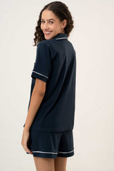 Cotton Short PJ Set – Midnight Blue