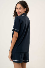 Cotton Short PJ Set – Midnight Blue