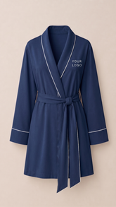 Personalized Cotton Robe – Cozy & Custom - Midnight Blue