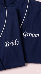 Personalized Cotton Couple Robes – Cozy & Custom - Midnight Blue