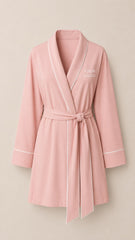 Personalized Cotton Robe – Cozy & Custom - Soft Pink