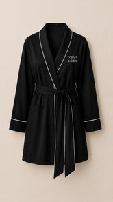 Personalized Cotton Robe – Cozy & Custom - Black
