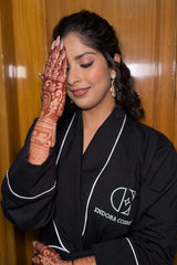 Personalized Cotton Robe – Cozy & Custom - Black