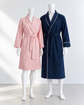 Personalized Cotton Couple Robes – Cozy & Custom - Soft Pink and Midnight Blue