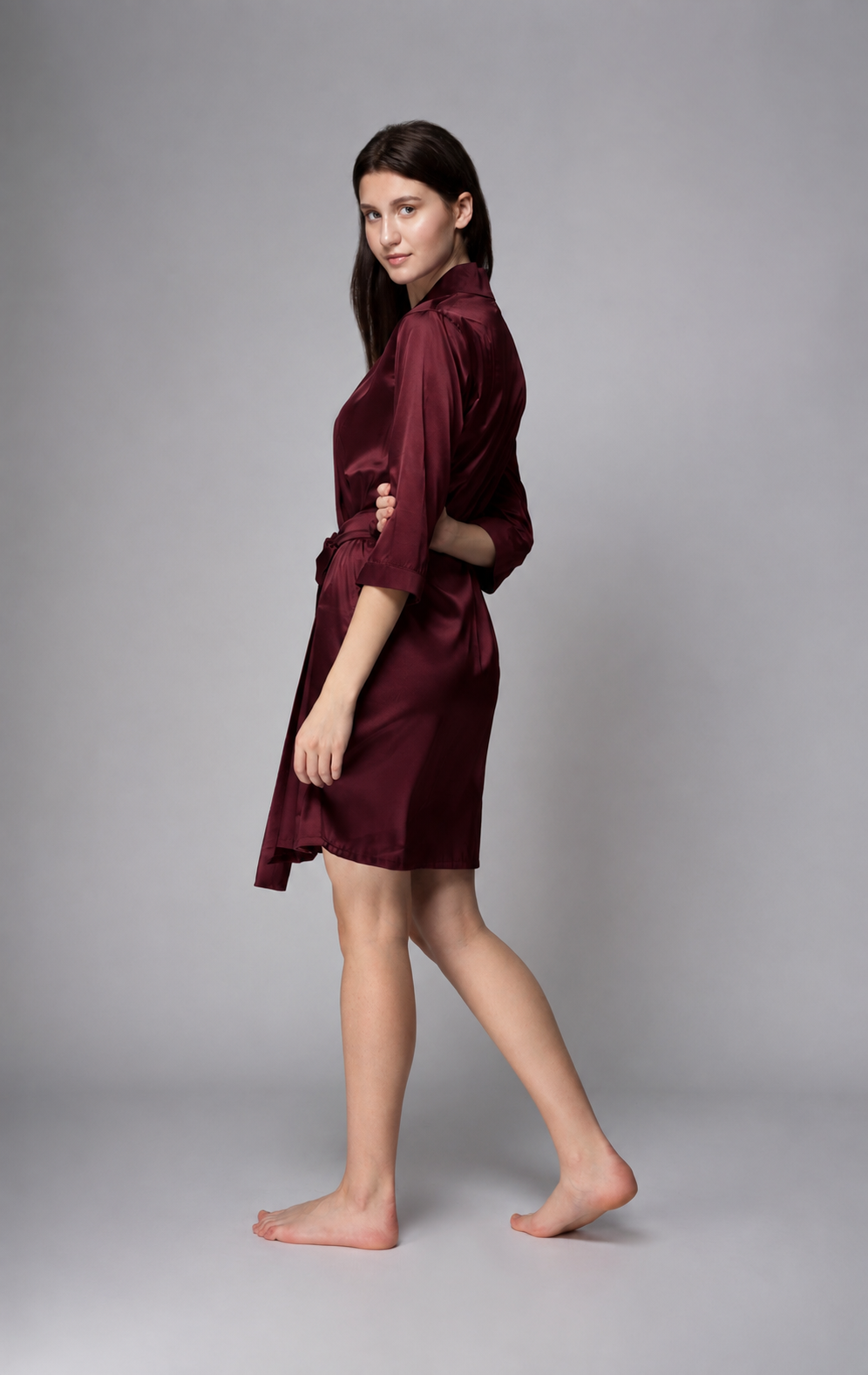 Premium Satin Robe – Maroon