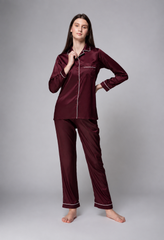 Premium Satin Pajamas – Maroon