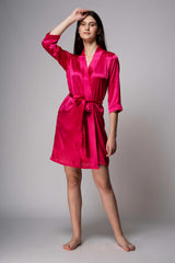 Satin Robe – Hot Pink