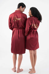 Contrasting Piping Couple Robes – Maroon