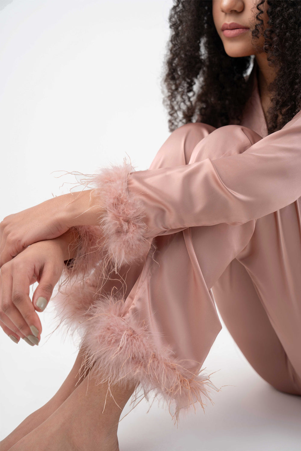 Satin Fur PJ Set – Rose Gold