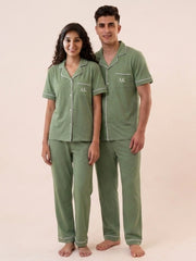 Couple - Cotton Short Sleeve & Pant PJ Set – Sage Green