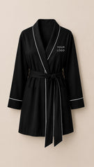 Personalized Cotton Robe – Cozy & Custom - Black
